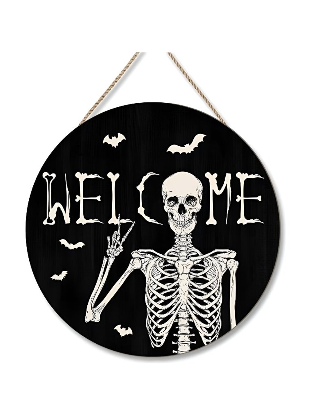 Halloween Skull Welcome Door Sign Halloween Front Door Hanger Decor Rustic Wood